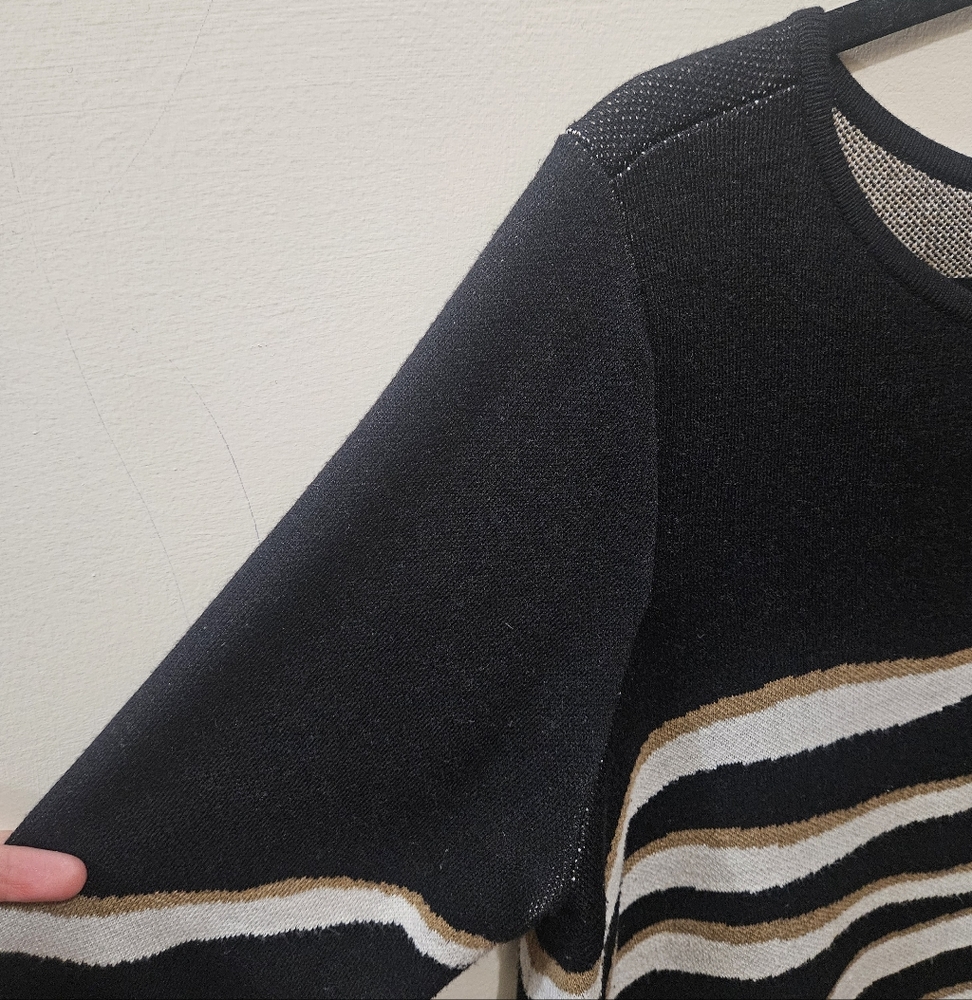 Chico's Animal Print Stripe Soft Stretch Office Casual Sweater Size 2/Large - Picture 3 of 14